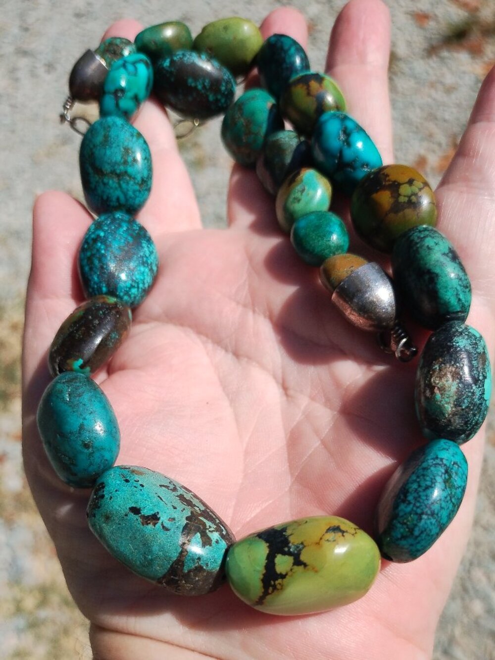 Jay King DTR Chunky Hubei Turquoise nugget necklace 925 Sterling Silver
